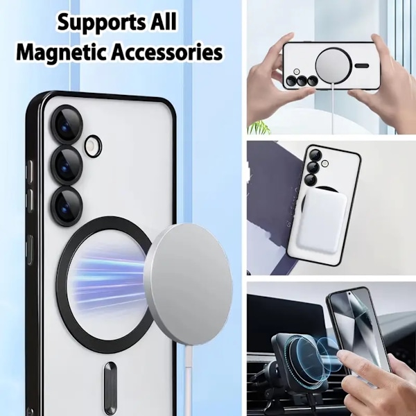 MagSafe skal Samsung Galaxy S24/S23/S22 mobilskal - Transparent/Svart Samsung S23 FE Transparent/Black Samsung S23 FE