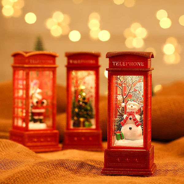 Jul Telefonkiosk Ljuslykta Jul Snöande Lykta För Julbord Vardagsrum Studie Dekoration