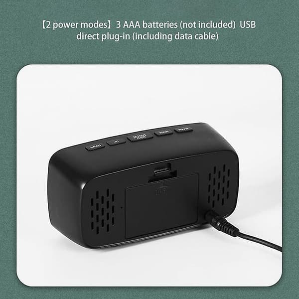 Smart digital väckarklocka sängbord, röd LED rese-USB bordsklocka med 12/24H datum temperatur snooze