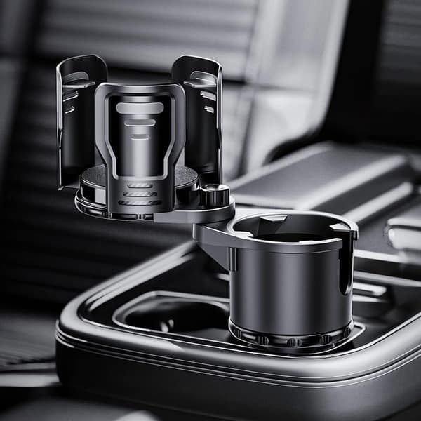 Upgraded Double Cup Holder Expander - 2-in-1 Locking 360° Rotatable Car Drink Holder with Adjustable Base for Large Bottles