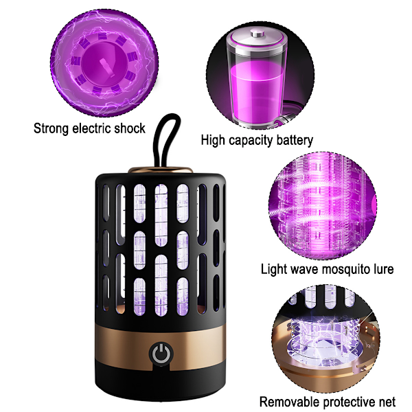Bug Zapper, Elektrisk Myggdödare Bärbar Camping Myggdödare Uppladdningsbar Inomhus Bug Zapper