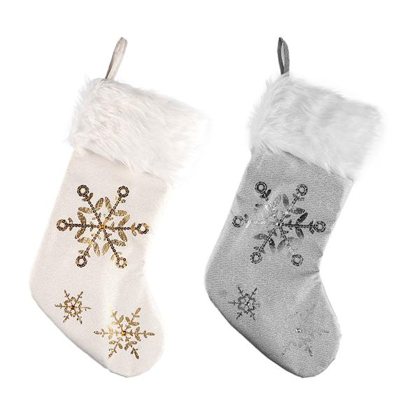 Julstrumpa Godispåse Snöflinga Paljett Julstrumpa