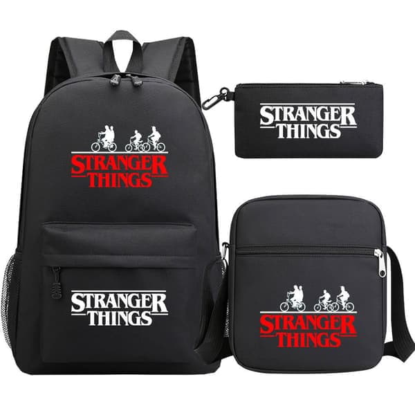 Stranger Things Ryggsäck 3-delat Set Student Skolväska Canvasväska 4 4