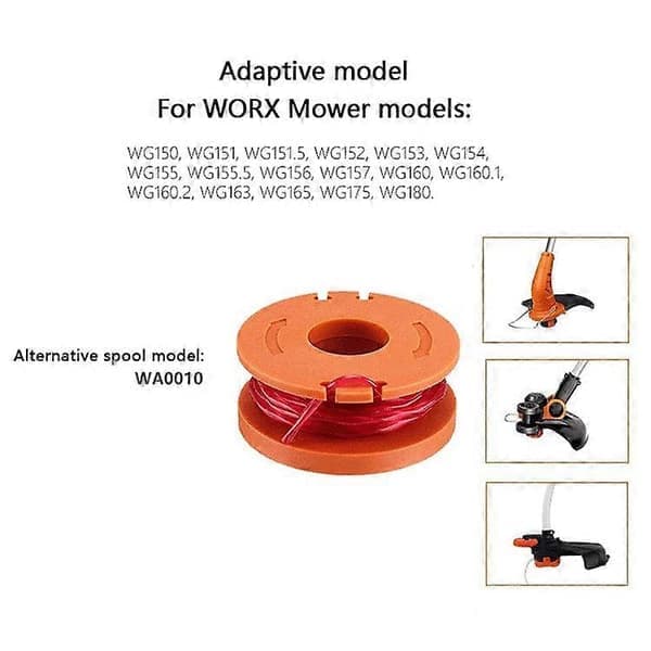 stk nylonsnor kompatibel med Worx gressklipper erstatningsspole WA0010
