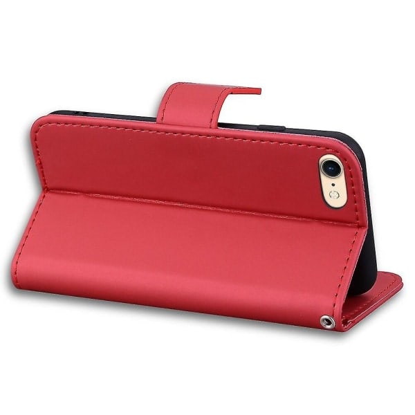 Kompatibelt Iphone Se 2020/8/7 Fodral Stötsäkert Roligt 3d Djur Katt Flip Pu Läder Sött Magnetiskt Stängningsställ Cover - Röd null none
