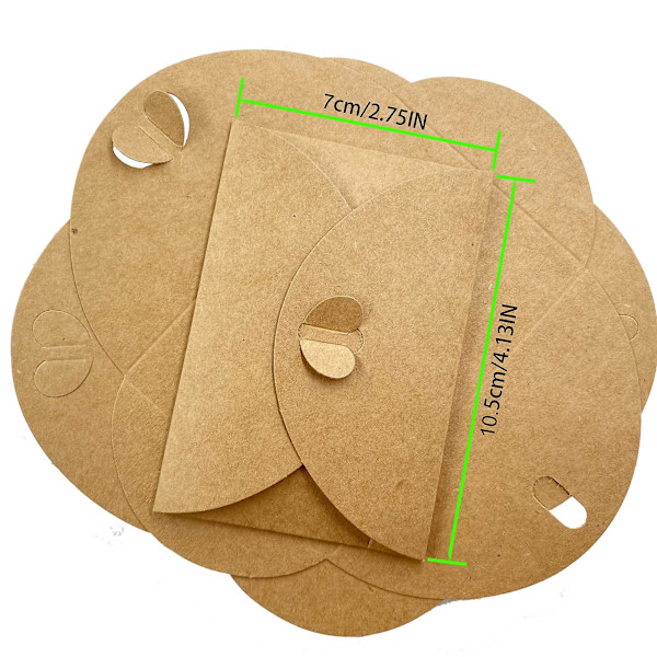 100 st mini presentkort kuvert, hjärtformade kuvert söta DIY kuvert handgjort kraftpapper för tackkort jul alla hjärtans dag presentkort