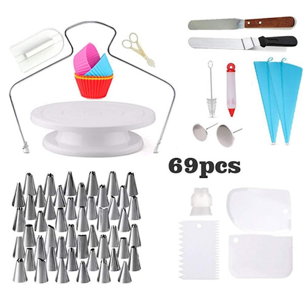 106/Set DIY Tårtdekorationsverktyg Baksatser Set Rostfritt Stål Konditorimunstycken Kit Blomma