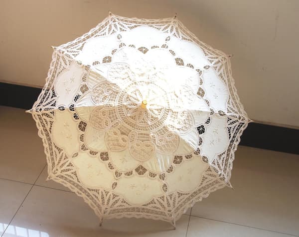 Håndlavet Elfenbensblonde Parasol Paraply Bryllup Brude 30 Tommer Voksen