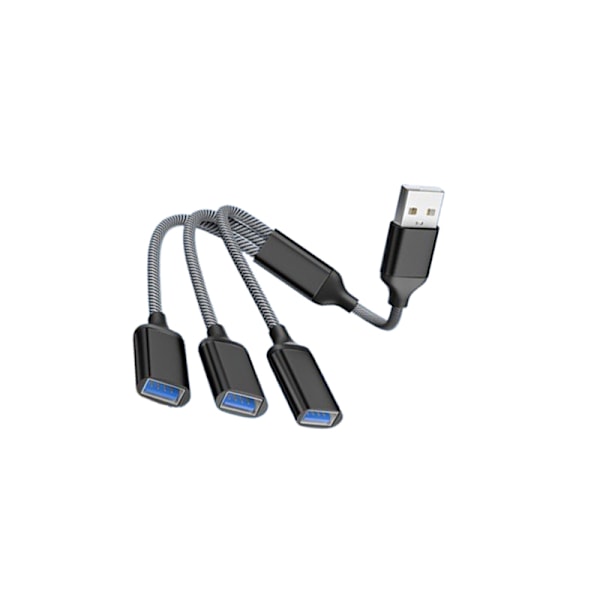 3-ports USB Hub Splitter Adapter Svart Sort