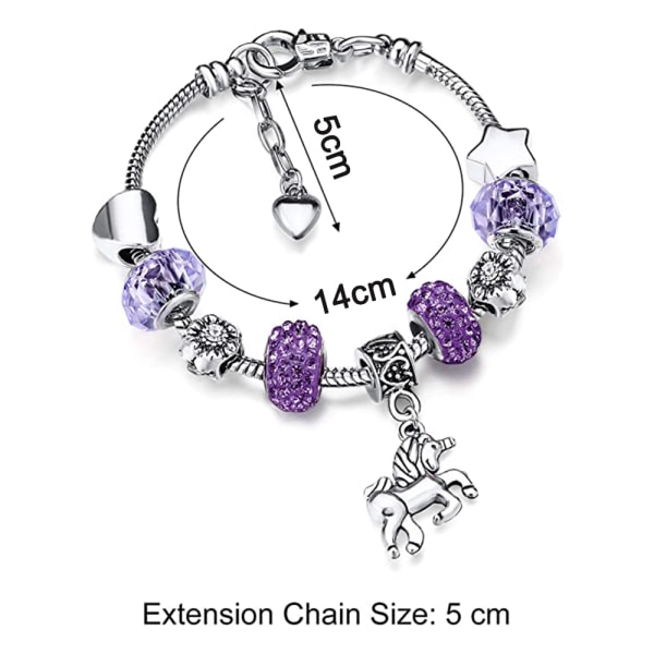 Shiny Armband Girls Unicorn Crystal Charm Armband Smycken Armband med presentförpackning Set för Lady
