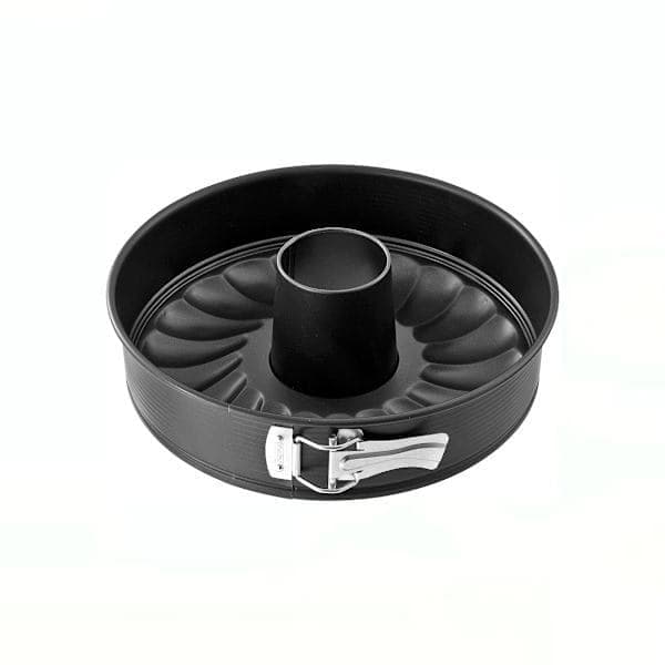 Black Metal Springform Pan and Cake Tin, Removable 24 cm Double Steel Bottom Pan with Teflon Non-Stick Coating