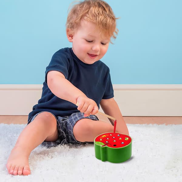 Epleformet magnetisk pinne-ormefangstspill for pedagogiske leker for barn