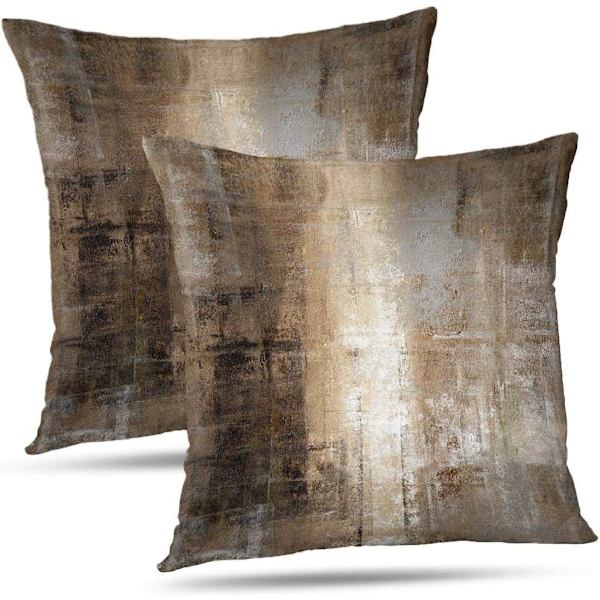 Blå och grå abstrakt konstverk kuddfodral, galleri moderna dekorativa prydnadskuddar kuddfodral för sovrum soffa vardagsrum 18 x 18 tum set