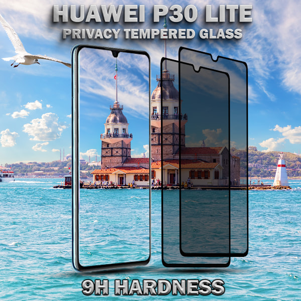 2-Pack Privacy Skärmskydd For Huawei P30 Lite - Härdat Glas 9H - Super Kvalitet 3D