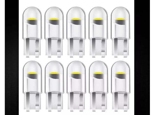 T10 w5w 6000k LED-lampor med 1 st. COB LED-chip, 12V DC, 10-pack. Vit white