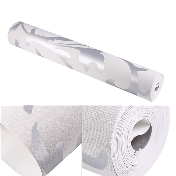 Lyxig präglad non-woven sovrum 3D vertikal tapet heminredning silver