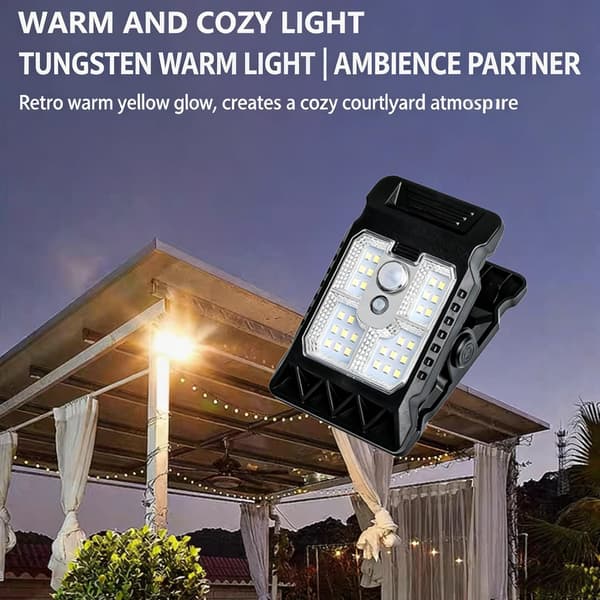 4-pack Solar Lights with Clamp and Motion Sensor, Waterproof Outdoor Light for Garden, 3 Adjustable Modes - for Garage, Fence, Patio