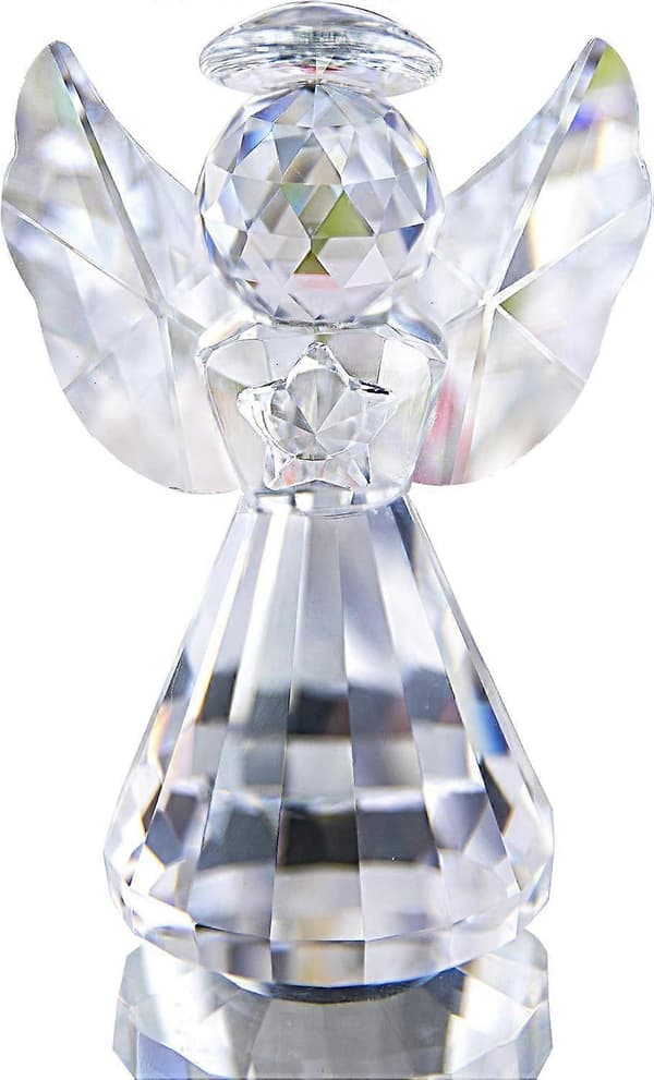 Blå Krystal Engelfigur, Glas Skytsengel Statue Gaver til Kvinder, Kunst Samlerobjekter til Boligindretning clear