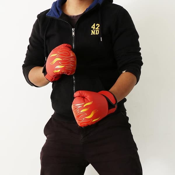 Boxningshandskar Barn Junior Ungdom Sparring Träning Kickboxning en storlek Svart Black