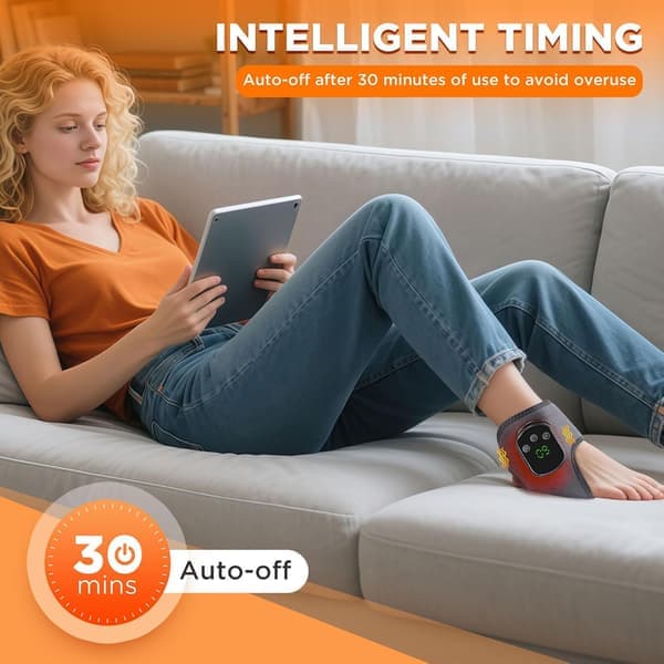 Wireless Ankle Massager with Heat Function, Ankle Heating Pad, USB Rechargeable Heat Brace/Warmer.