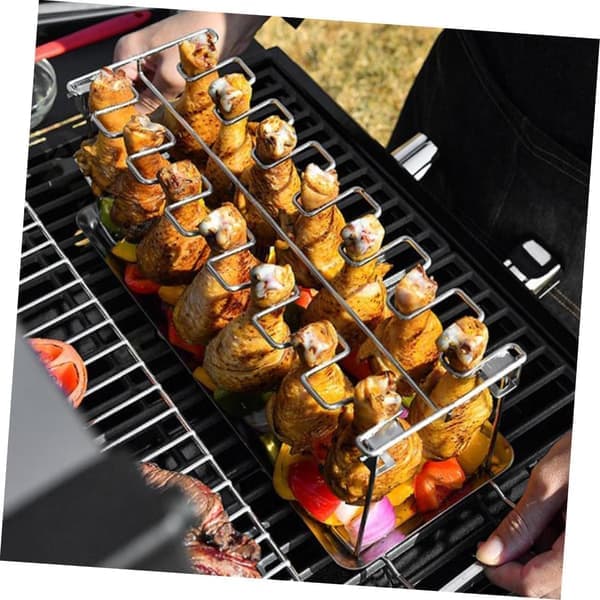 Bärbart kycklinggrillställ i rostfritt stål, hopfällbart grillställ för camping och picknick