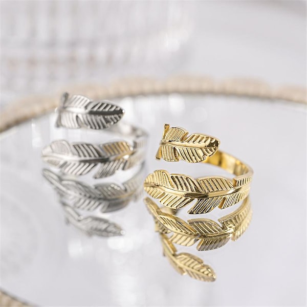 2 st Fashionable Feather Ring, rostfritt stål Ring