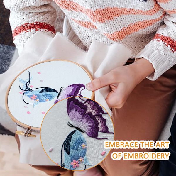 4 set broderikit för nybörjare vuxna, broderikit för nybörjare vuxna, blommigt broderikit, broderikit för nybörjare