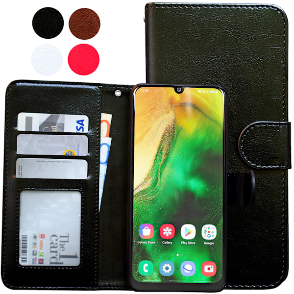 Samsung Galaxy A50 - Läderfodral / Skydd Svart Svart
