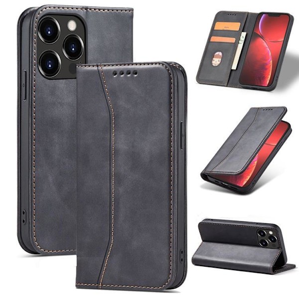 iPhone 13 Pro Plånboksfodral Magnet Fancy - Svart