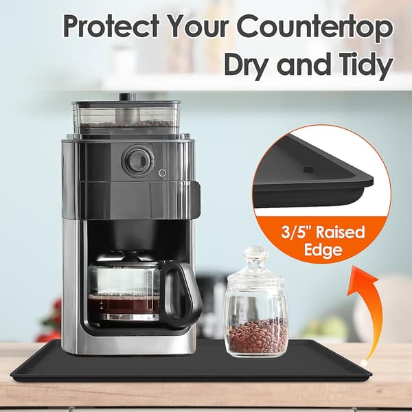 Silicone Coffee Mat with Edge, Heavy Duty Coffee Machine Mat, Coffee Table Mat that can be Placed Under the Coffee Machine, Espresso Accessories.