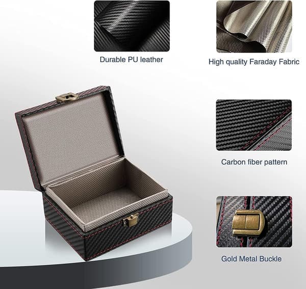 Faraday Box Car Key Fob Protector Box RFID Signal Blocking Box Faraday Cage Larger Size (Black Carbon)
