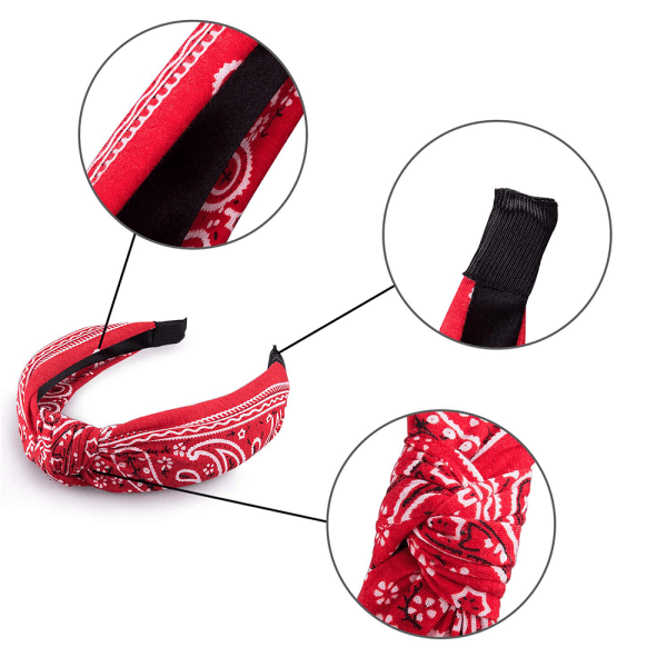 Huvudband för kvinnor, 6-pack knutna boho-huvudband, toppknut, hårband, turban, mode, halkfria, huvudband för kvinnor och flickor, korsknuten huvudband