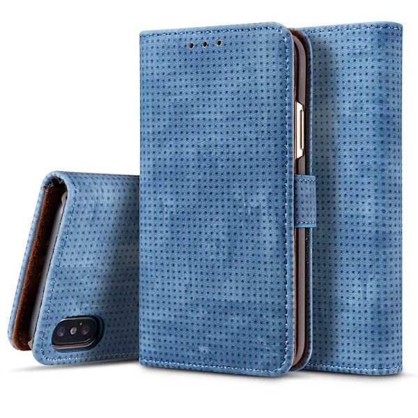 Stilrent -Vintage Mesh- Plånboksfodral för iPhone XS Max Blå Blå