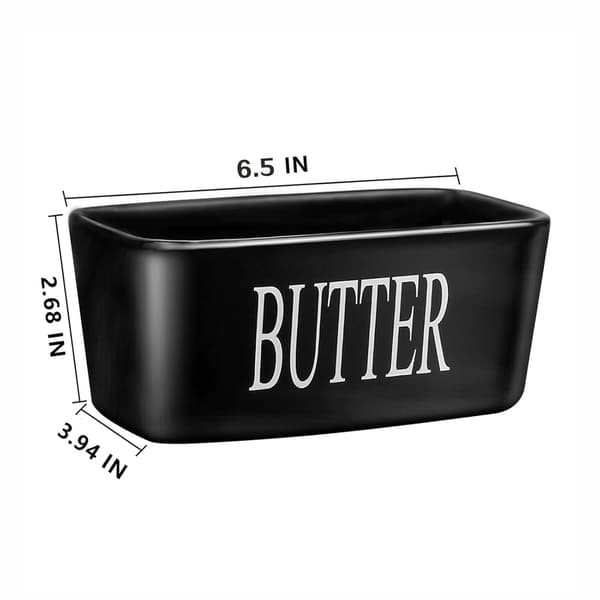 Large Ceramic Butter Dish with Bamboo Lid and Steel Knife White Box with Removable Double Silicone Seals Small Size Large Capacity