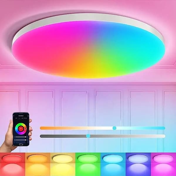 Smart RGB-loftlampe – Bluetooth- og Wi-Fi-aktiveret, stemmestyret atmosfærisk loftlampe