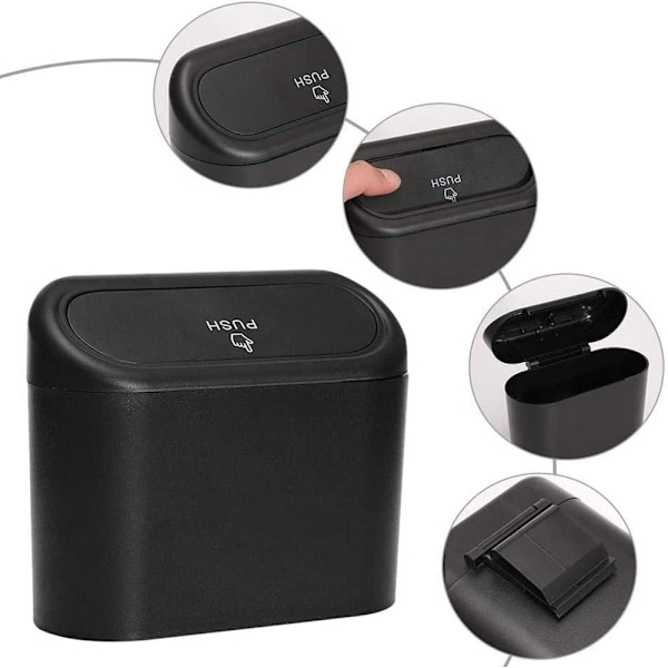 2 st Mini-sopkorg, Multifunktionell Bil-sopkorg med lock-Vattentät Sopkorg kan användas för Hem, Kontor, Kök, Vardagsrum, Mini-förvaring
