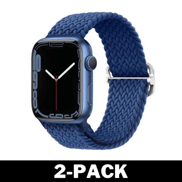 Flätat Armband för Apple Watch 42/44/45 mm Blå M 2-Pack 2-Pack