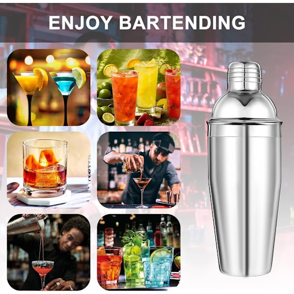 Cocktailset, Cocktail Shaker Set i Rostfritt Stål, 15-Delars Cocktailbar Set