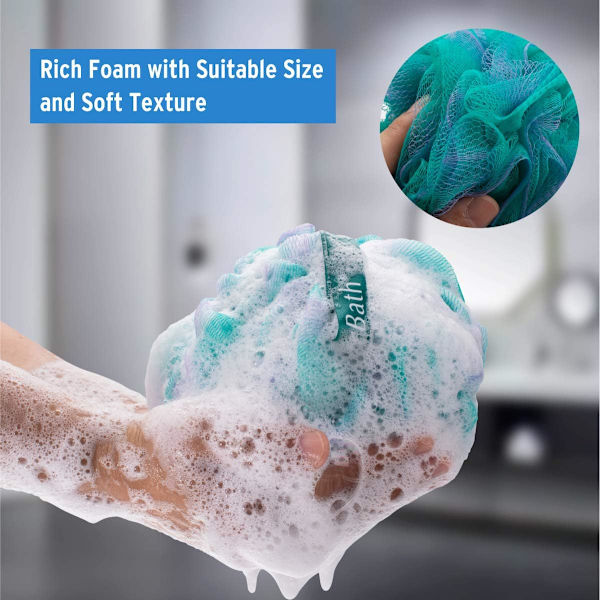 Duschbadsvamp Dusch Loofahs Bollar 75g/PCS för Kroppstvätt Badrum Män Kvinnor- Set med 4 Blomfärgssvampar$Badsvamp Dusch Loofahs ,75g Mesh