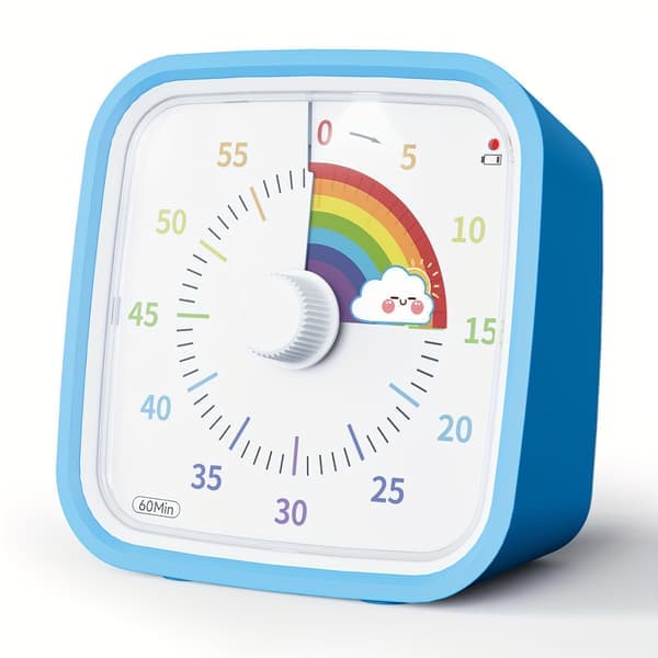 60-minuters visuell timer med skyddande silikonfodral, tyst drift och indikator för lågt batteri
