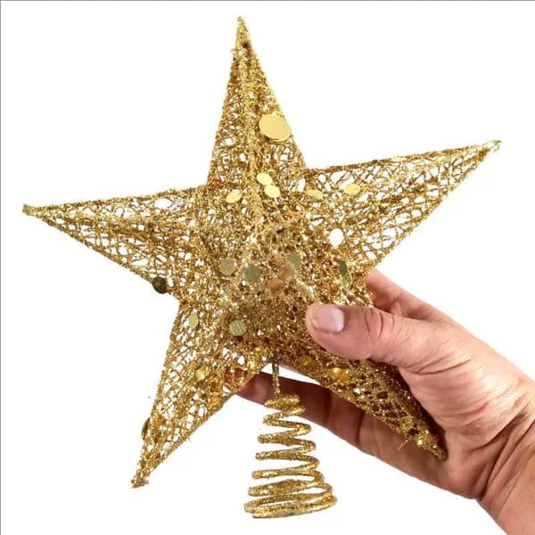 25CM Juletræsstjerne Stor Glitterstjerne Ornament Juletræsdekoration Red