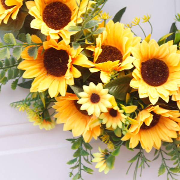 40 cm solrosblommor grönska krans sommar höst fira handgjord dörrkrans vildblommor dekoration
