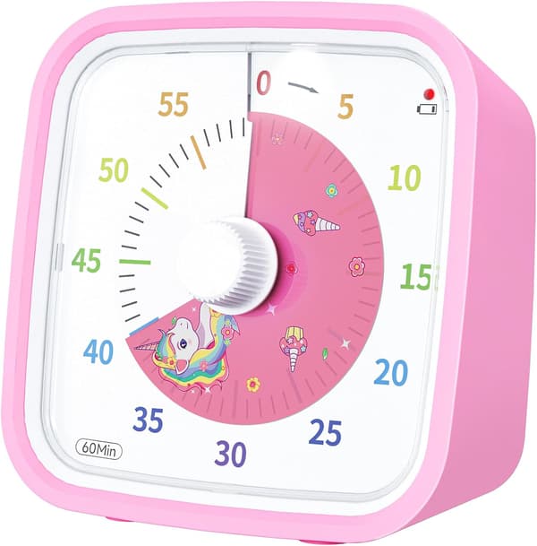 Barntimer 60 minutter nedtellingstimer for barn og voksne (Enhjørning Rosa)