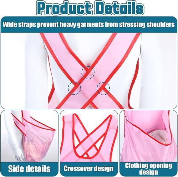 Clothes Drying Apron Portable Sleeveless Laundry Apron with Large Pocket Pink Waterproof Laundry Apron
