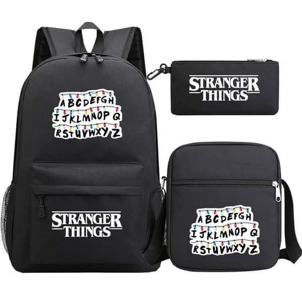 Stranger Things Ryggsäck 3-delat Set Student Skolväska Canvasväska 2 2