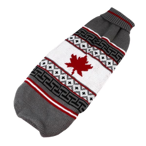 Hundkläder Små Hundar Julkläder För Maple Leaf Festival Hög Hals 1st-lingling} Grå M