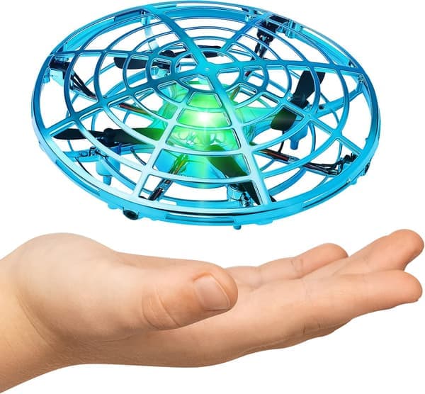 UFO Drone - Håndholdt Drone Børnedrone UFO Bevægelsessensor Flyvende Legetøj til Indendørs Leg - Drone til Drenge og Piger - Blå