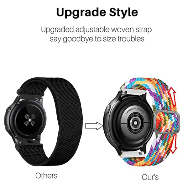 20 mm mjukt nylon watch kompatibelt för Samsung Galaxy Watch, justerbart sportarmband, utbytesarmband Regnbågsfärger