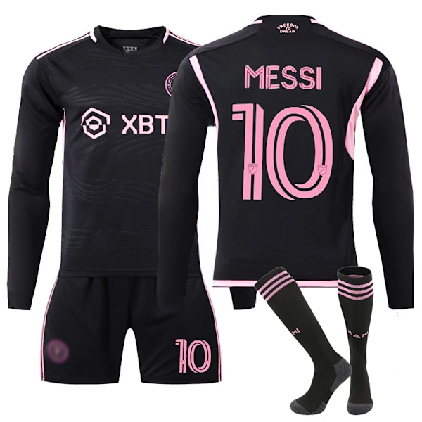 23-24 Miami League Bortaliga Tröja Nr. 10 Messi Långärmad Fotbollströja Set Barn Fotbollsutrustning M M