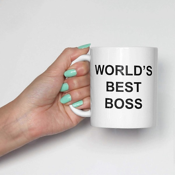 Mug Funny World's Best Boss 11 oz Kaffeemugg, Vit The Office TV-Show (FMY)